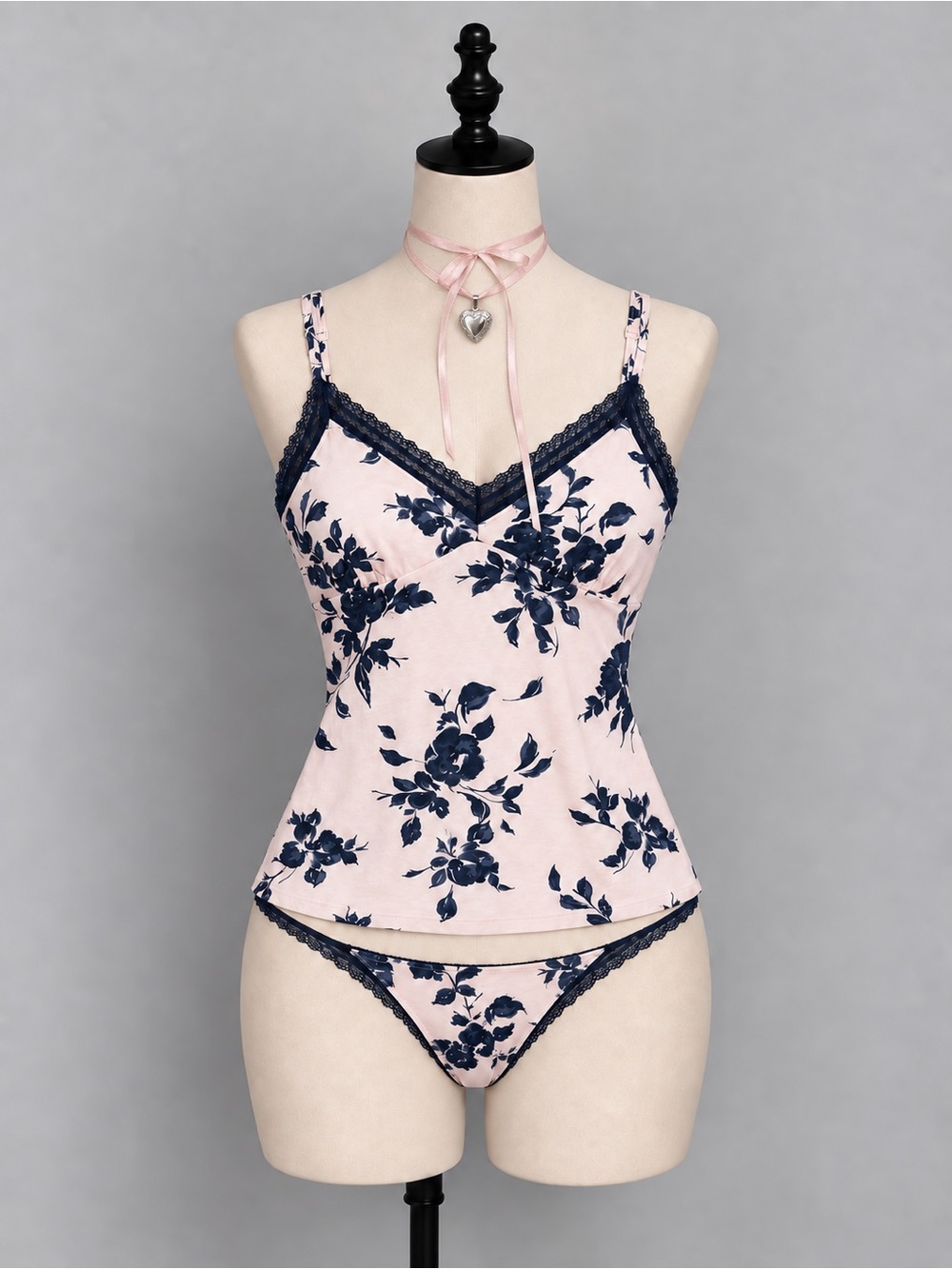 La Vie En Rose Pink Floral Lace-Trim Cami